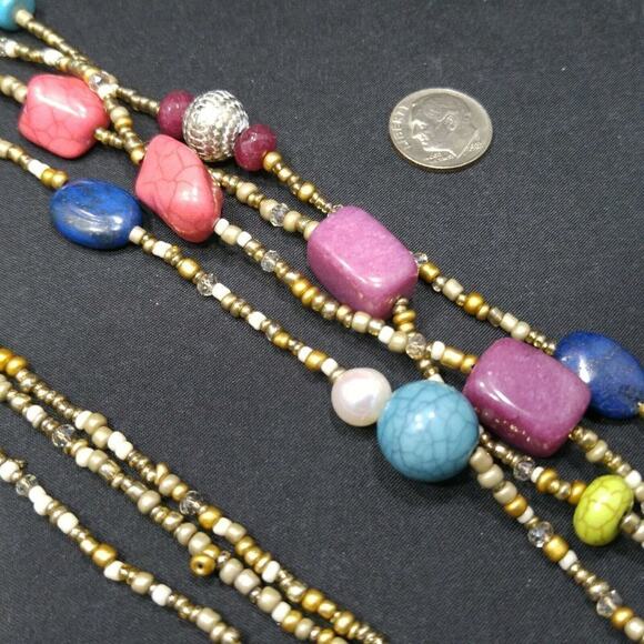 Chico's Gemstone & Faux Gemstone Long Seed Bead Necklace, 41 Inches, 2 Strands - Picture 8 of 12